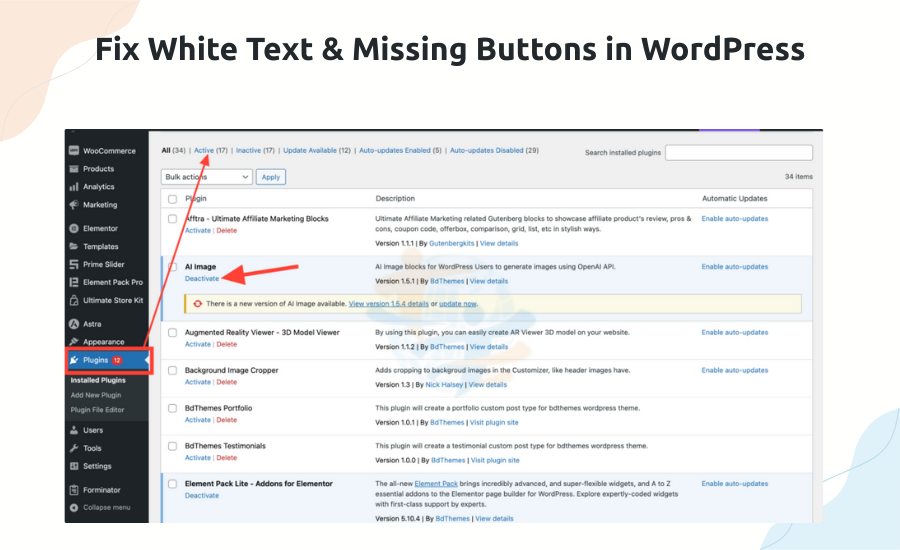 fix white text and missing buttons